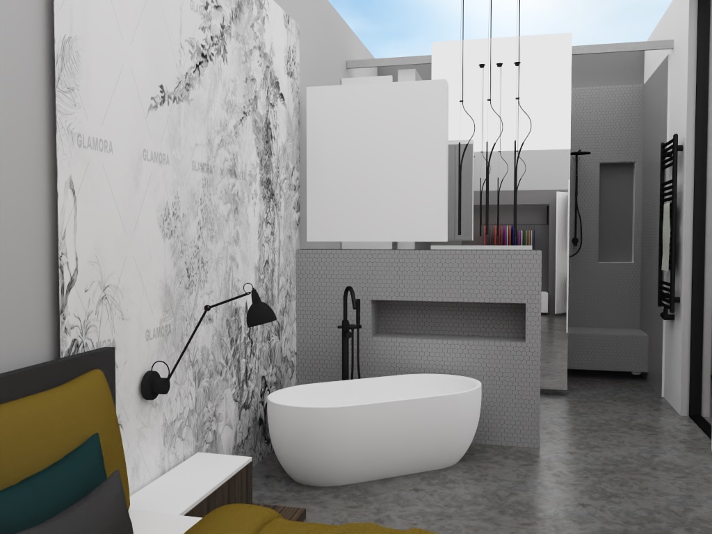 En-Suite-Bad Fabrikloft 3D
